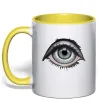 Чашка с цветной ручкой Око з віями Лимонный фото