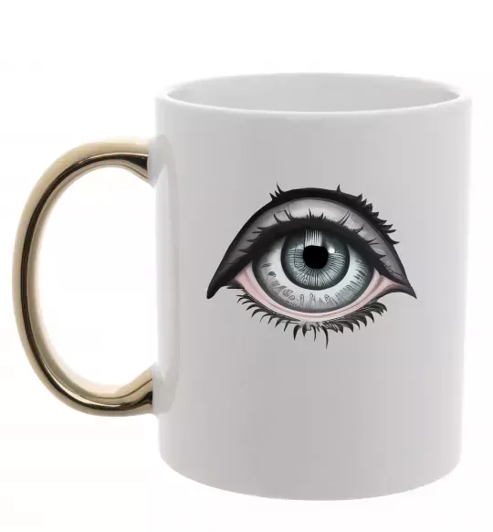 Чашка з кольоровою ручкою Око з віями Золото фото