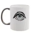 Чашка з кольоровою ручкою Око з віями Срібло фото