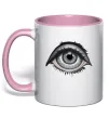 Чашка з кольоровою ручкою Око з віями Ніжно рожевий фото