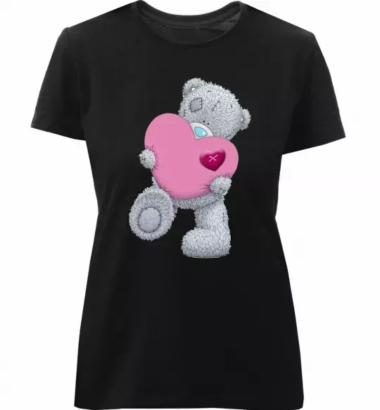 Женская премиум футболка Ведмедик Teddy Черный фото