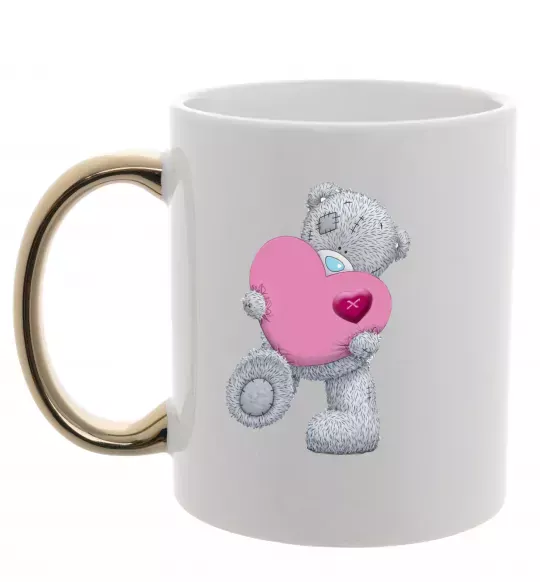 Чашка с цветной ручкой Ведмедик Teddy Золото фото