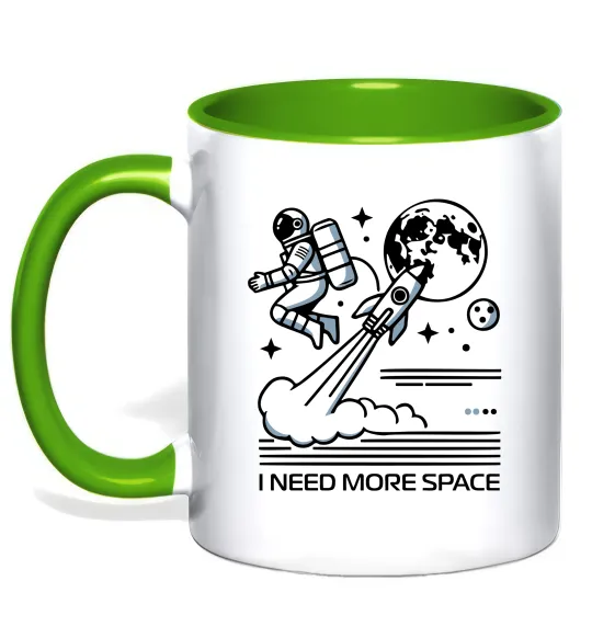 Чашка с цветной ручкой I need more space Лаймовый фото