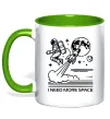 Чашка с цветной ручкой I need more space Зеленый фото