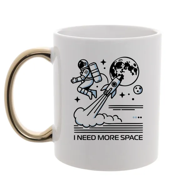 Чашка с цветной ручкой I need more space Золото фото