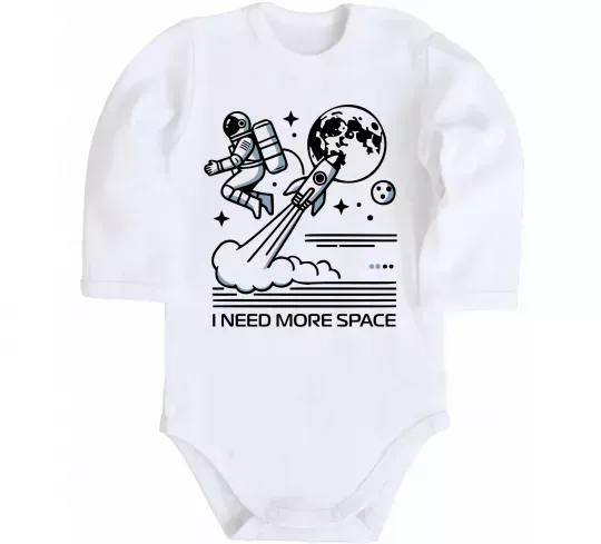 Дитячий бодік I need more space Білий фото