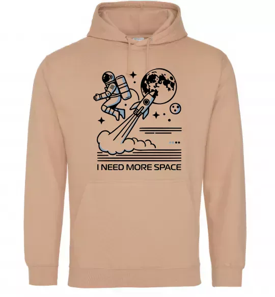Мужская толстовка (худи) I need more space Песочный фото
