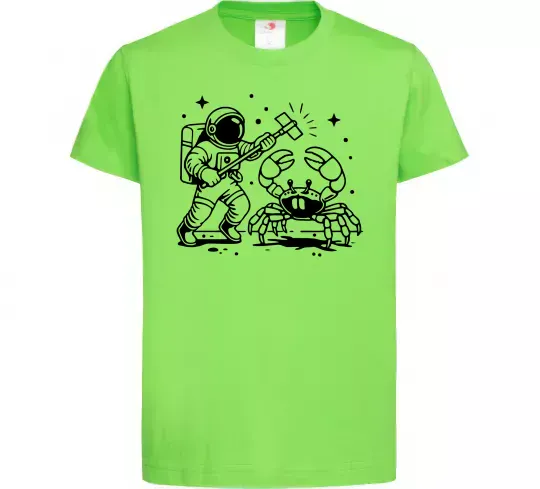 Дитяча футболка Космонавт з крабом Лаймовий фото