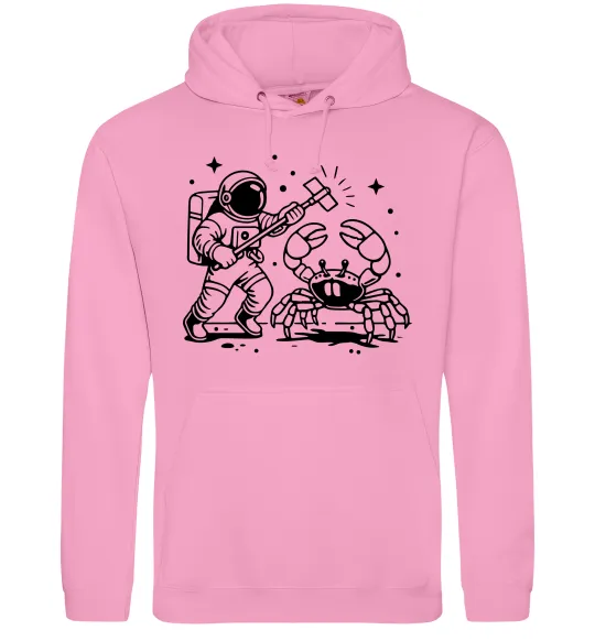 Мужская толстовка (худи) Космонавт з крабом Розовый фото