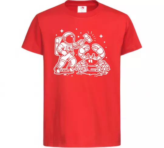 Дитяча футболка Космонавт з крабом Червоний фото