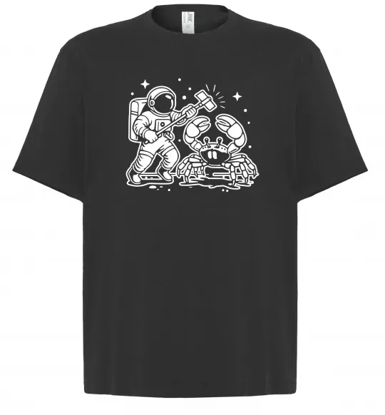 Футболка Оверсайз Космонавт з крабом Черный фото
