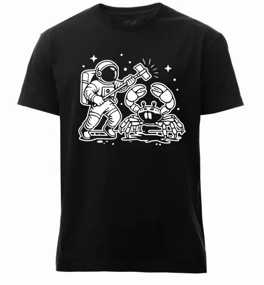 Мужская премиум футболка Космонавт з крабом Черный фото