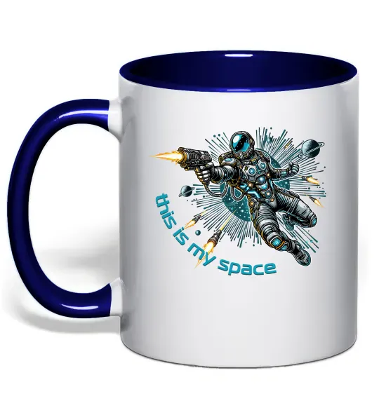 Чашка с цветной ручкой This is my space Глубокий темно-синий фото