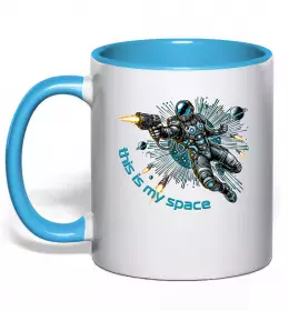 Чашка с цветной ручкой I need more space Черный фото