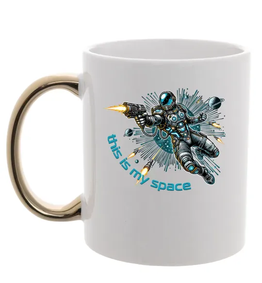 Чашка с цветной ручкой This is my space Золото фото