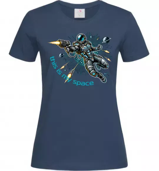 Женская футболка This is my space Темно-синий фото