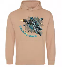 Мужская толстовка (худи) Космонавт з крабом Песочный фото