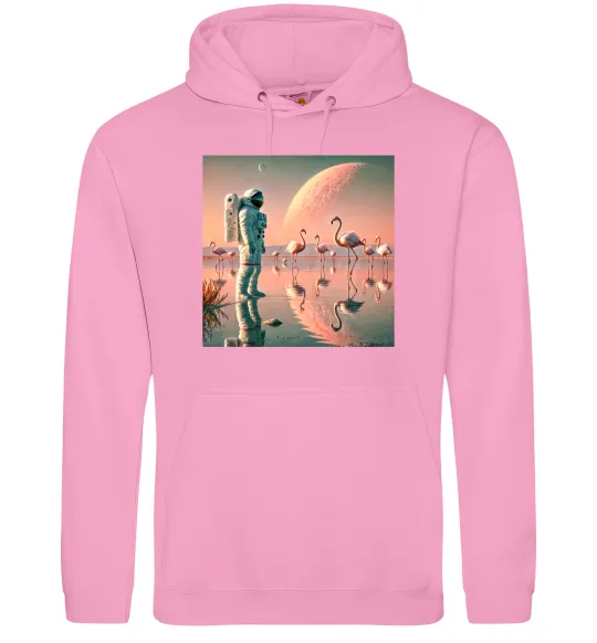 Женская толстовка (худи) Космонавт Місяць Розовый фото