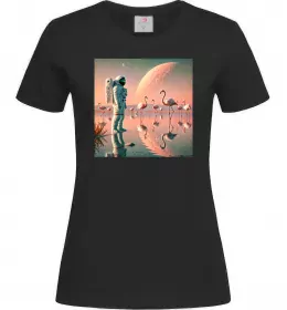 Женская футболка Космонавт Місяць Черный фото