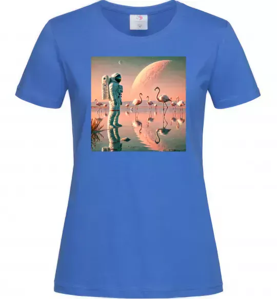 Женская футболка Космонавт Місяць Ярко-синий фото