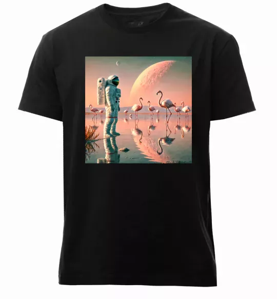 Мужская премиум футболка Космонавт Місяць Черный фото