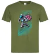 Чоловіча футболка Космонавт з квітами Оливковий фото
