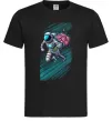 Чоловіча футболка Космонавт з квітами Чорний фото