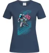 Женская футболка Космонавт з квітами Темно-синий фото