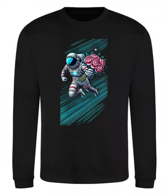 Свитшот Космонавт з квітами Черный фото