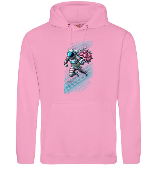 Чоловіча толстовка (худі) Космонавт з квітами Рожевий фото