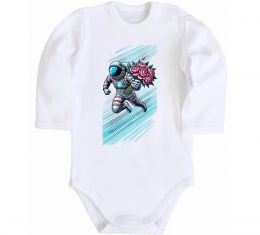 Детский боди Космонавт з квітами