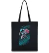 Еко-сумка Космонавт з квітами Чорний фото