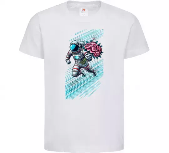 Дитяча футболка Космонавт з квітами Білий фото