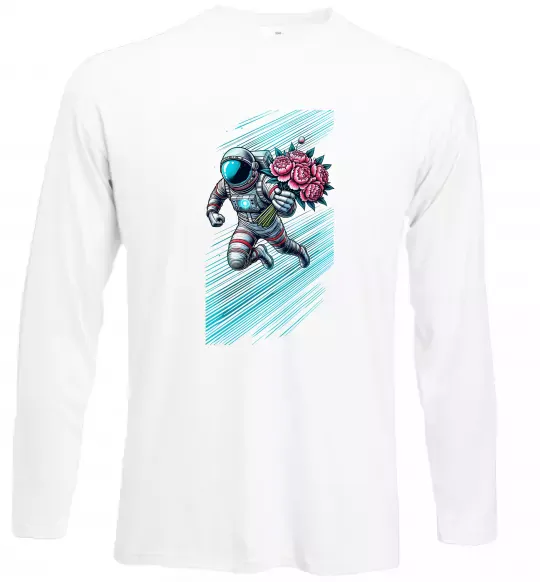 Лонгслив Космонавт з квітами Белый фото