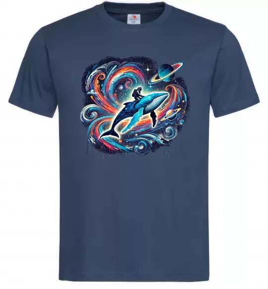 Мужская футболка Космос кит космонавт Темно-синий фото