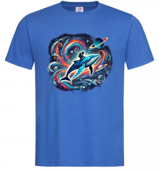 Мужская футболка Космос кит космонавт Ярко-синий фото