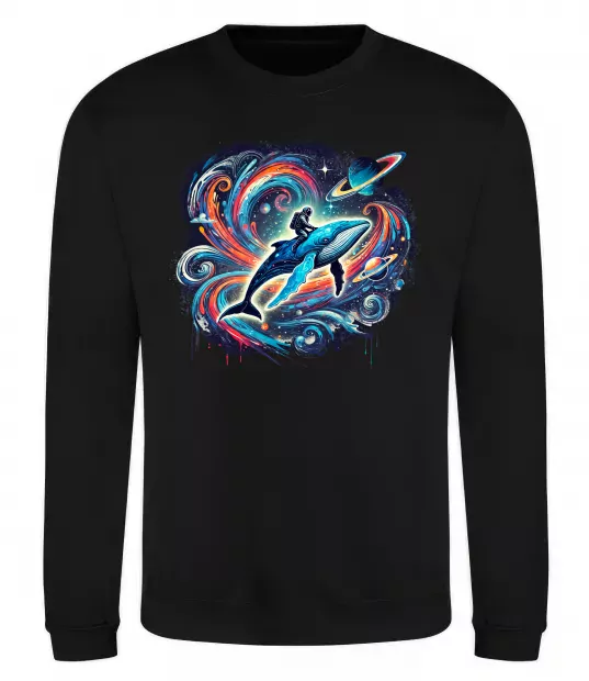 Свитшот Космос кит космонавт Черный фото