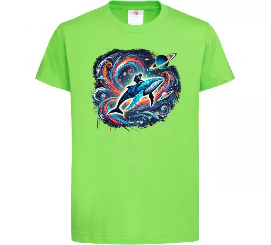 Дитяча футболка Космос кит космонавт Лаймовий фото