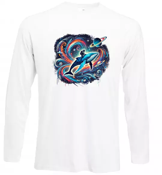 Лонгслив Космос кит космонавт Белый фото