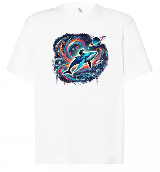 Футболка Оверсайз Космос кит космонавт Білий фото