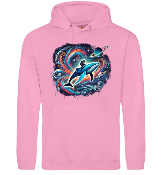 Женская толстовка (худи) Космос кит космонавт Розовый фото