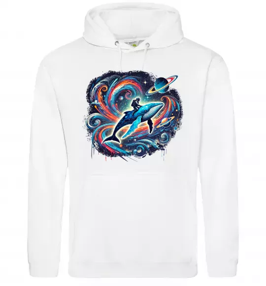 Женская толстовка (худи) Космос кит космонавт Белый фото
