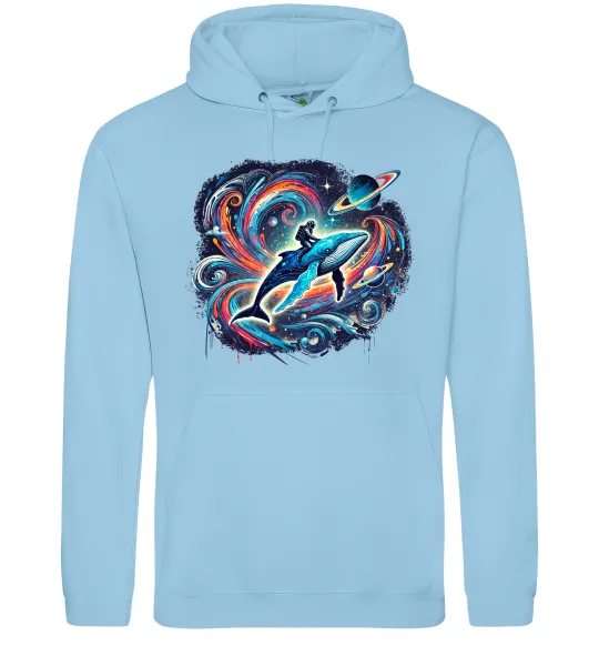 Женская толстовка (худи) Космос кит космонавт Голубой фото