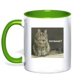 Чашка с цветной ручкой Кіт питання?