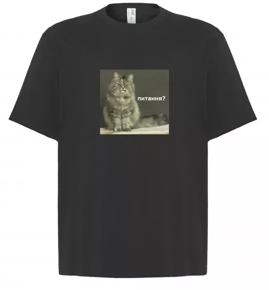 Футболка Оверсайз Кіт питання? Черный фото