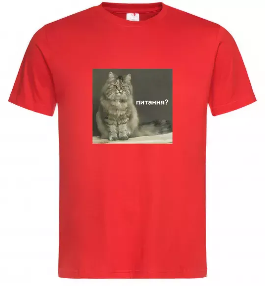 Чоловіча футболка Кіт питання? Червоний фото