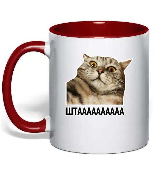 Чашка з кольоровою ручкою Штааааа Червоний фото