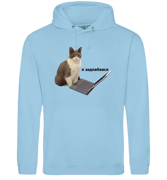 Мужская толстовка (худи) Я задовбався Голубой фото