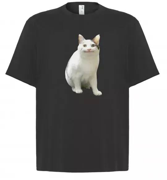 Футболка Оверсайз Cat meme Черный фото