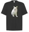 Футболка Оверсайз Cat meme Черный фото